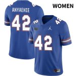 Women's Florida Gators #42 Kenny Anyaehie NCAA Jordan Brand Royal NIL 2022 Authentic Stitched College Football Jersey KDU6562LY